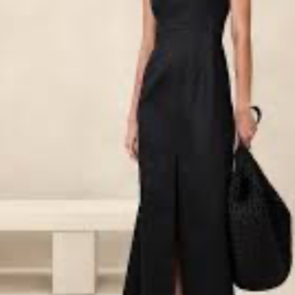 Banana Republic LINEN-BLEND SEAM BODICE MAXI DRESS black size petite 0
